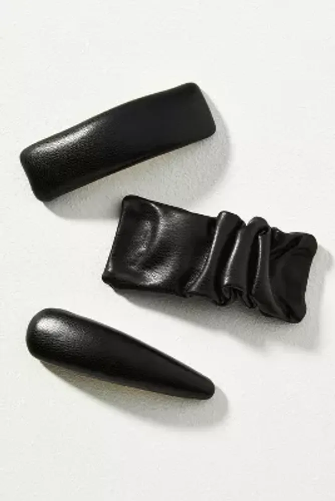 Faux Leather Barrettes, Set of 3