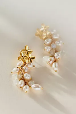 Theia Adelina Pearl & Quartz Cluster Earrings