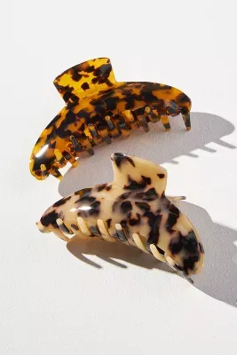 Double Tortoise Hair Claw Clips, Set of 2