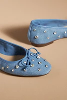 Schutz Arissa Denim Crystal Flats