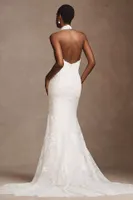 Watters Belle Scalloped Halter Wedding Gown