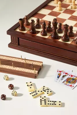 Chess 7-in-1 Deluxe Wood Game Set: Heirloom Edition
