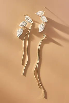 Crystal Leaf Chain Drop Earrings
