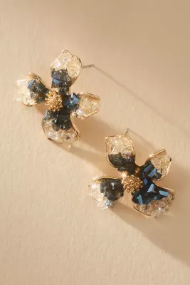 Crystal Flower Stud Post Earrings