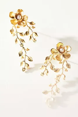 Serefina Pearl Flower & Leaf Earrings