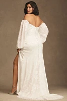 Jenny by Yoo Sparrow Floral Wedding Gown With Removable Sleeves