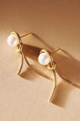 Knotted Chain Pearl Earrings