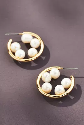 Inner Pearl Hoop Earrings