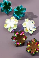 Double Layer Iridescent Flower Post Earrings