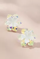 Double Layer Iridescent Flower Post Earrings