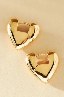 By Adina Eden Solid Super Chunky Heart Hoop Earrings