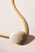 Stone Pendant Herringbone Chain Necklace