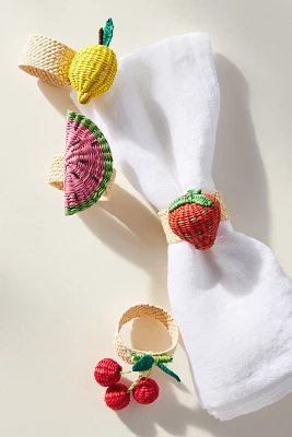 Handwoven Fruit Napkin Rings, Set of 4