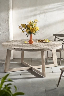 Angled Leg Teak Round Dining Table