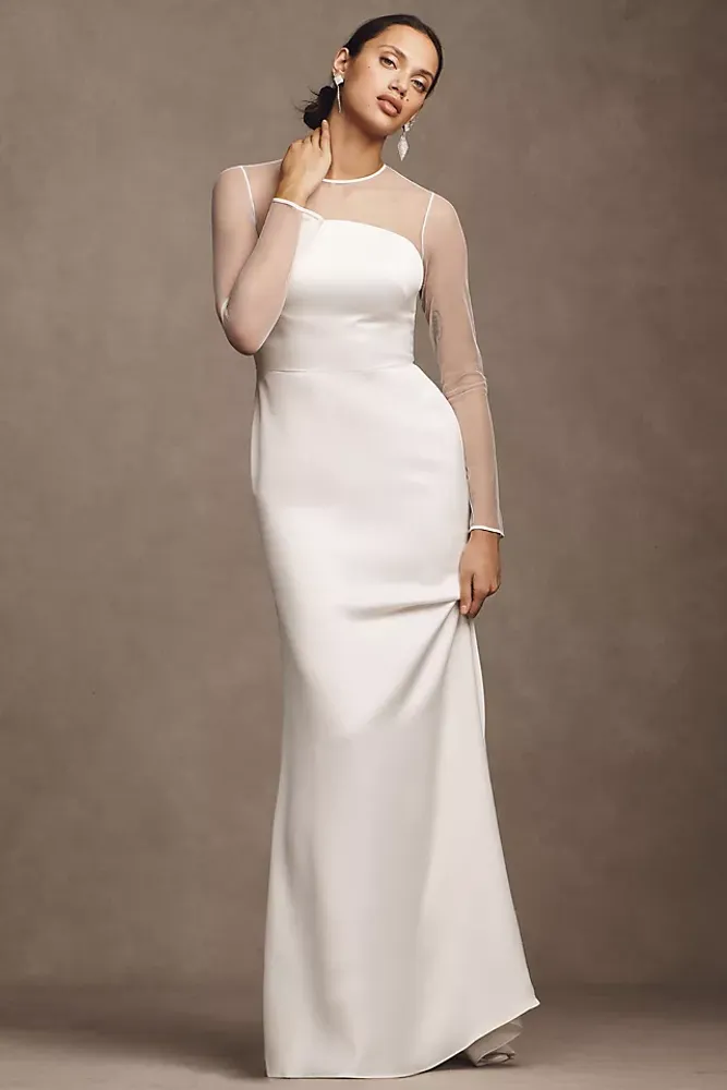 Jenny by Yoo Abigail Bias-Cut Satin Wedding Gown