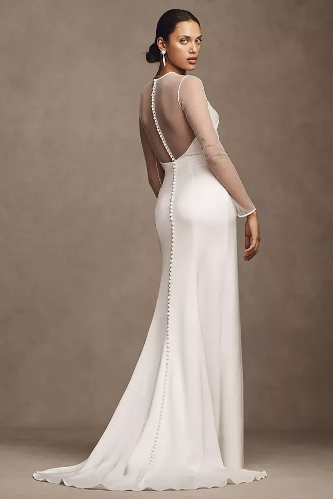 Jenny by Yoo Abigail Bias-Cut Satin Wedding Gown