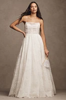 Jenny Yoo Aveline Cowl-Neck Corset Silk Organza Wedding Gown