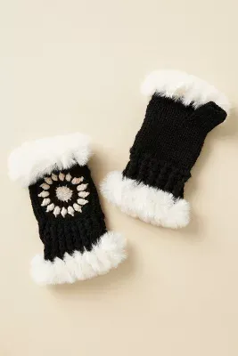 By Anthropologie Fingerless Faux Fur Crochet Gloves