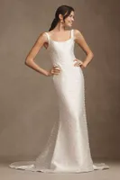 Watters Harper Embellished Satin Wedding Gown