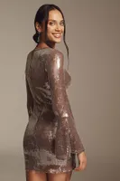Hutch Long-Sleeve Sequin Mesh Mini Dress