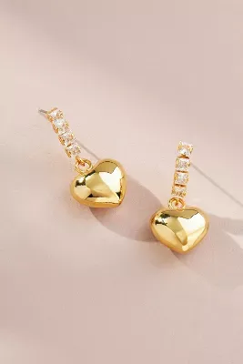 Crystal Stone Heart Drop Earrings