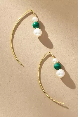 Triple Mixed Pearl Threader Earrings