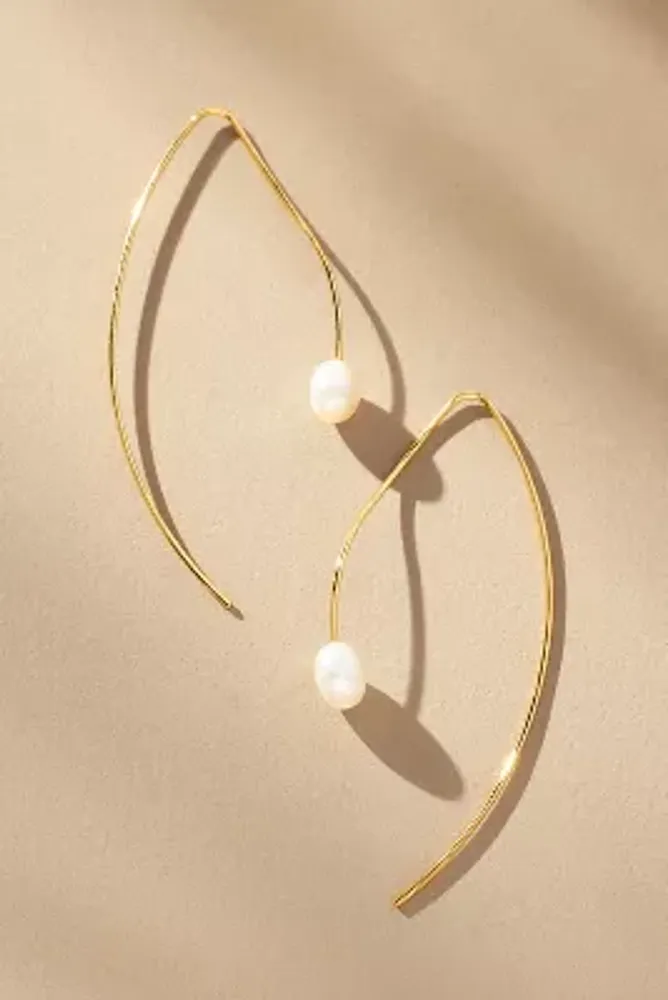 Wavy Pearl Threader Earrings