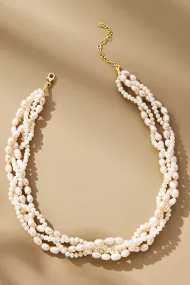 Bonvo Multi-Strand Braided Pearl Necklace
