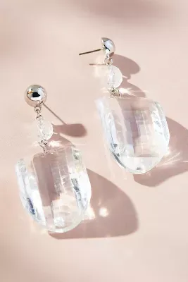 Multi-Shape Clear Stone Drop Earrings