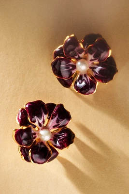 The Pink Reef Handpainted Floral Post Earrings