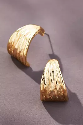 Metal Etched Open Hoop Earrings