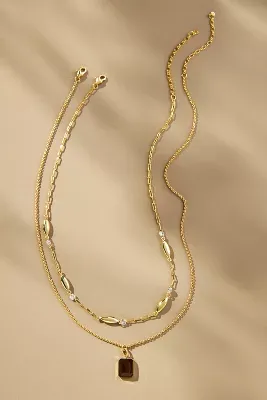 Stone Pendant Necklaces, Set of 2