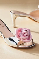 Black Suede Studio Josephina Rosette Heels