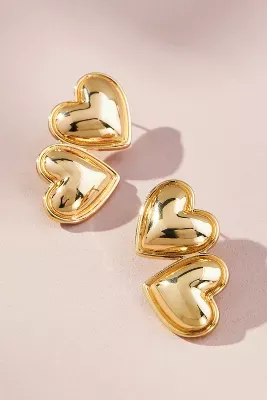 Beaded Trim Heart Drop Earrings