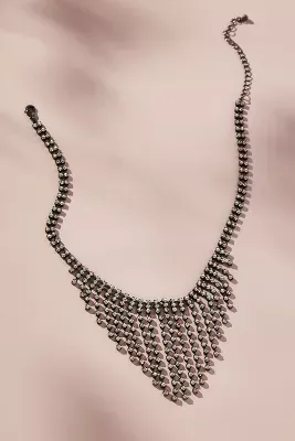 Tiered Crystal Fringe Bib Necklace