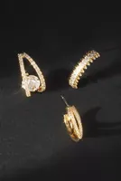 Pavé Huggie Earrings, Set of 3