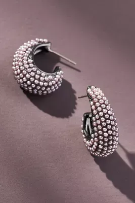 Pearl-Studded Huggie Earrings