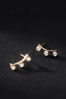 Rachel Reid Jewelry Diamond Curved Bar Stud Earrings