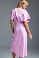 BHLDN Leila Stretch Satin Deep-V Midi Dress