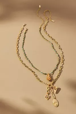 Surfer Charm Necklaces, Set of 2