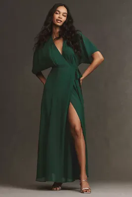 Reformation Winslow Short-Sleeve V-Neck Wrap Maxi Dress