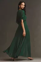 Reformation Winslow Short-Sleeve V-Neck Wrap Maxi Dress