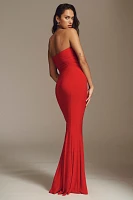 Norma Kamali Strapless Fishtail Stretch Jersey Maxi Dress