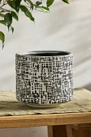 Crosshatch Ceramic Cylinder Pot