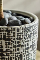 Crosshatch Ceramic Cylinder Pot