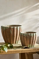 Ribbed Terracotta Taper Pot