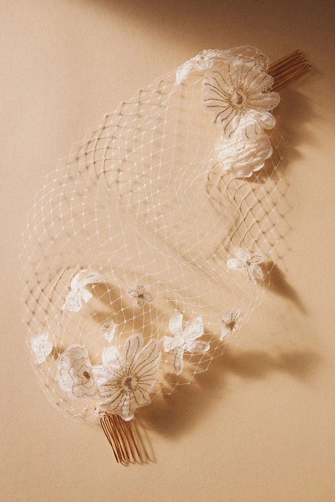 Twigs & Honey Lace Embellished Bandeau Birdcage Veil