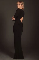 Katie May A Mood Long-Sleeve V-Neck Slim Stretch Jersey Maxi Dress