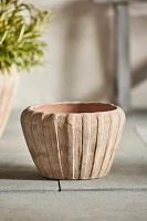 Ribbed Terracotta Low Taper Pot