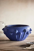 Knobby Blue Stoneware Bowl Planter